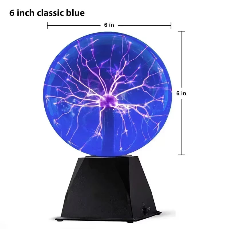 8 Inch Sound Control Magic Plasma Ball Lamp LED Night Light Atmosphere Touch Glass Plasma Light Christmas Party Decor Lighting